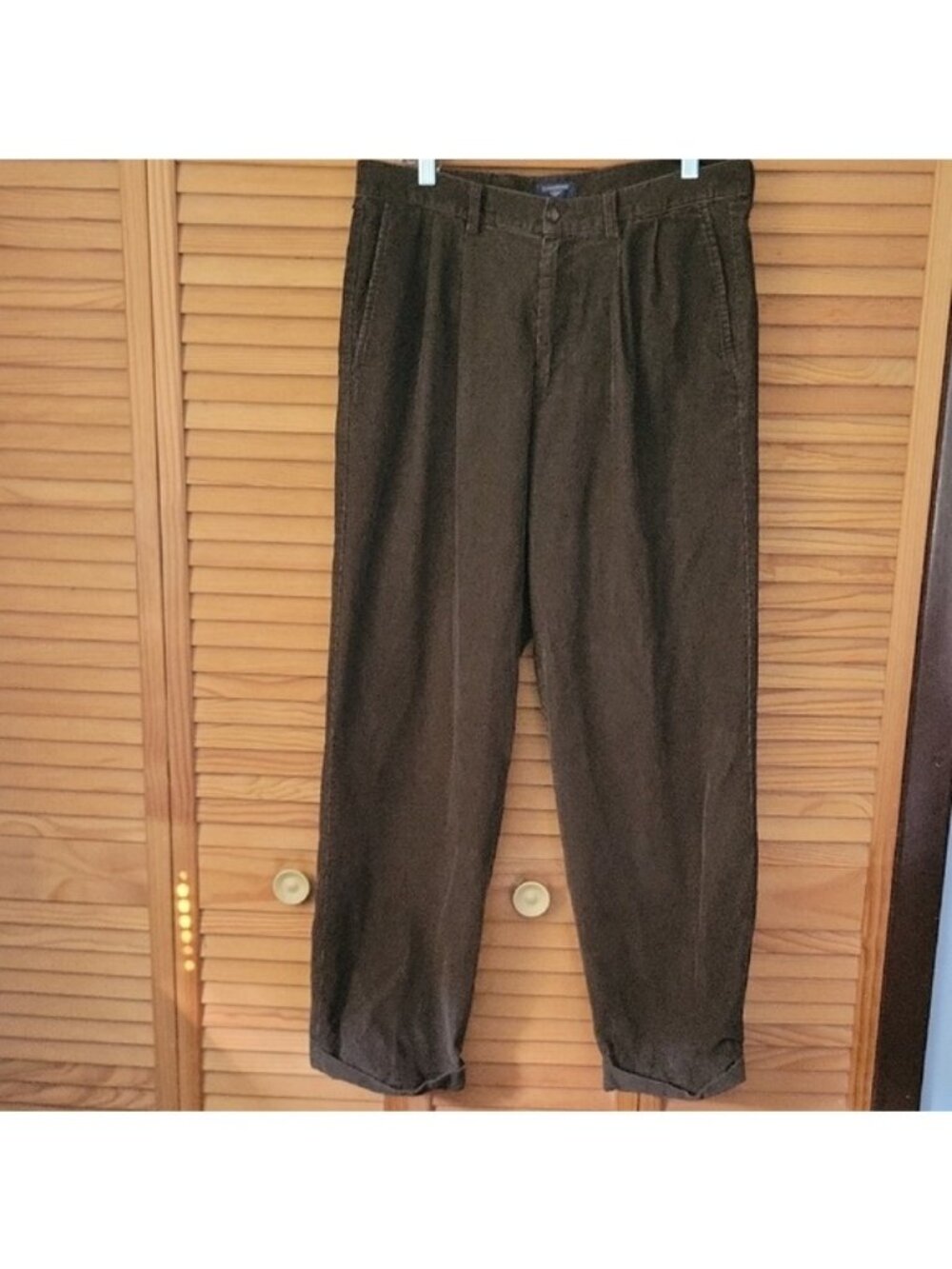 Dockers Mens Brown Pleated Front 4 Pocket Corduroy Cuffed Hem Pants 34W 31Length